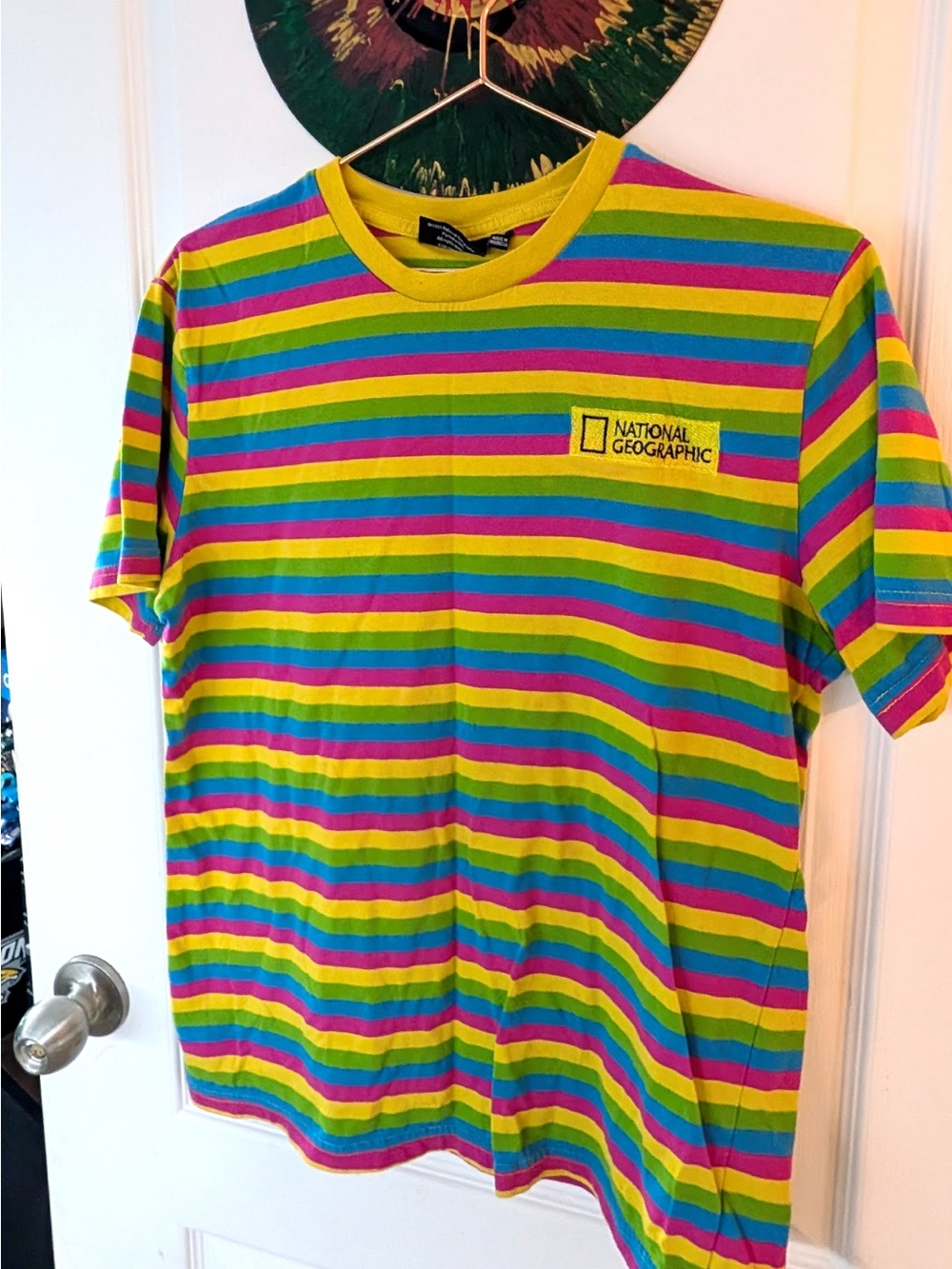 National Geographic Bright Rainbow Stripe Tee - Yellow, Pink, Blue, Green